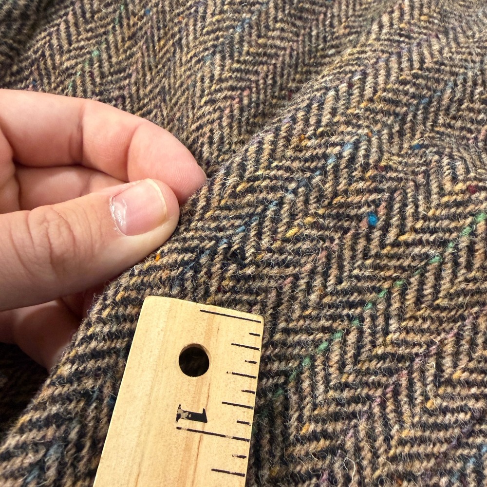 Sergio Valente Harris Tweed Men 44L Wool Herringbone Blazer Sport Coat Brown USA - Picture 14 of 14